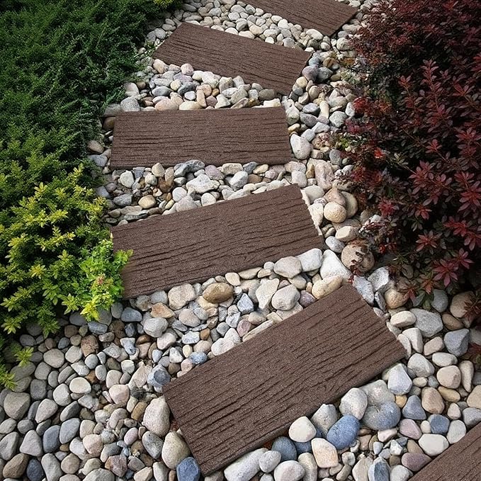 Sekcen 3 Pack Rubber Stepping Stones Outdoor Walkway Garden Recycled Paving Stones Pavers for Walkways