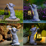 Fox Statue for Garden Decor, Garden Statue with Solar Power Light for Outdoor Patio Porch Lawn Yard Backyard Oudside Indoor Shelf Decoration,Praying Fox Sculptures Decorations to Wow Your Guests