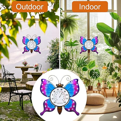 pealstar Outdoor Thermometer Decorative Waterproof Outdoor Thermometers for Patio Large Butterfly Wall Thermometer for Garden Yard Living Room Decor