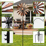 Yard Garden Wind Spinners - Large Outdoor Metal Wind Spinners with Stake, Yard Art Lawn Garden Decor Bronze-Colored Blade Rotator (25.5" W x 95" H)