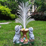 Solar Dog Statues Garden Decor with LED Lights -Resin Dogs Figurines Lights and Colour Changing Fiber Optical Light, Outdoor Decorations for Patio Yard Lawn Ornaments-Gifts for Housewarming