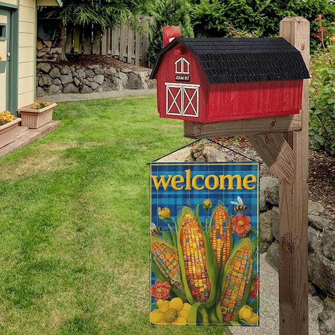 Corn Garden Flag Seasonal Double Sided 12 x 18 Inch Small Yard Flag for Indoor Outdoor Decor Holiday All Seasons