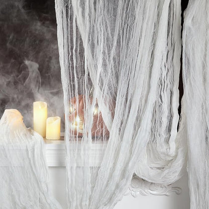 400" x 85" Halloween Creepy Cloth - Large Size Spooky Fabric - Scary Gauze Blood Creepy Cloth for Haunted House, Party, Yard, Wall, Doorway, Outdoors Decoration (White)
