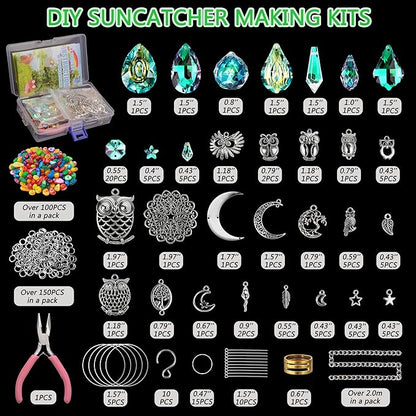 WASTROYAL 420 pcs DIY Sun Catchers Making Supplies Kit Art and Crafts for Adults Prism Hanging Decorative Suncatcher with Crystals Rainbow Maker for Indoor Windows Office Home Halloween Decor (Owl)