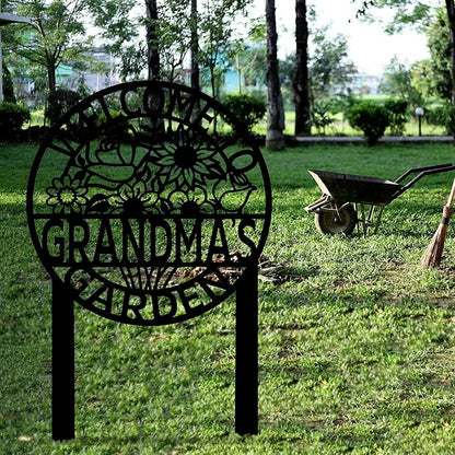 Personalized Flowers Metal Garden Sign with Stake, Front Yard Welcome Decorative, Custom Home Garden Decor, Customized Metal Yard Sign, Farmhouse Gardening Backyard Decor, Outside Art, Gift for Mom