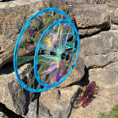 In the Breeze 13-Inch Double Iridescent Wheel Spinner, Outdoor Ground Décor, 2687