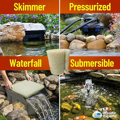 Aquatic Experts Beige COARSE Pond Filter Pad - 1.25 inch Thick - Bulk Roll Water Garden Filter Pond Media - Made in USA, (24" x 56")