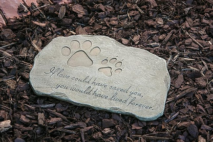 Evergreen Garden Pet Paw Print If Love Could Have Saved You Garden Memorial Stone | Outdoor Safe | 12-Inch | Rainbow Bridge | Remembrance for Lost Love One
