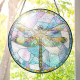 FLAGWIX Dragonfly Gifts for Women Men - Stained Glass Window Hanging 8 in - Dragonfly Garden Decor for Yard Decorations Outdoor, Dragon Fly Sun Catchers Indoor Window for Home Garden Decor