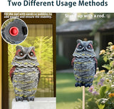 Owls to Keep Birds Away, Solar Owl Decoys to Scare Birds Away, Small Fake Owl for Bird Control, Resin Owls Outdoor Decor with Rotating Head and Lighted Eyes, Animal Deterrent for Outside, Garden