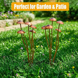 Mushroom Garden Plant Stakes – 2pcs Metal Statue Decor, Rust-Proof Iron Ground Ornament, Decorative Art Accessories for Outdoor Patio Lawn Yard, Flower Pot, Potted Plants, Indoor Gardeners Gift Lovers