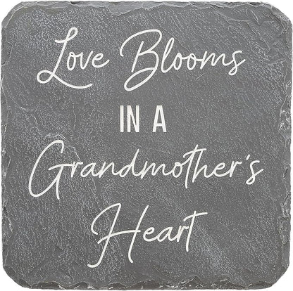 Pavilion – Love Blooms Grandmother’s Heart – 7.75” Indoor Outdoor Weatherproof Decorative Garden Stepping Stone Housewarming Mother’s Day Grandma Gift