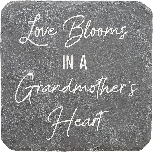 Pavilion – Love Blooms Grandmother’s Heart – 7.75” Indoor Outdoor Weatherproof Decorative Garden Stepping Stone Housewarming Mother’s Day Grandma Gift