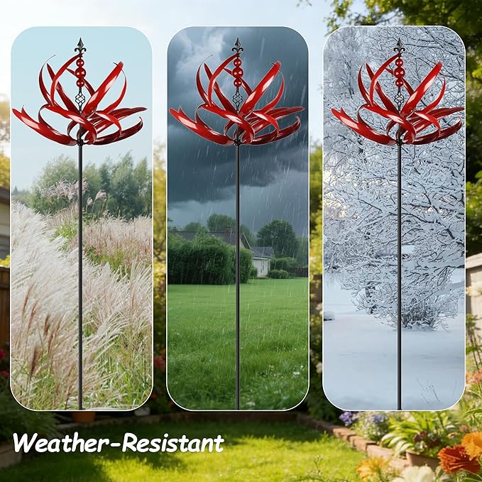 Wind Spinner for Yard and Garden 360° Rotating Metal Wind Sculpture Outdoor Kinetic Wind Spinners Stake Height Adjustable Metal Garden Ornament for Patio Lawn Backyard Decorative