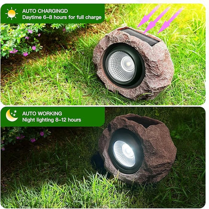 Timeflies Solar Rock Lights Outdoor 1 Pack, Bright Solar Spotlights Outdoor Waterproof, Wireless LED Rock Lights, Auto On/Off Solar Landscape Spotlights for Yard Walkway Patio Pathway Flowerbed