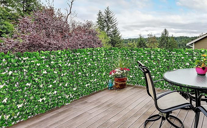 DOEWORKS Expandable Fence Privacy Screen for Balcony Patio Outdoor, Faux Ivy Fencing Panel for Backdrop Garden Backyard Home Decorations - 4PACK