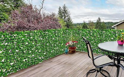DOEWORKS Expandable Fence Privacy Screen for Balcony Patio Outdoor, Faux Ivy Fencing Panel for Backdrop Garden Backyard Home Decorations - 4PACK