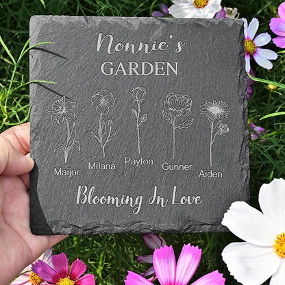 Personalized Garden Stone - Mothers Day & Grandma Gifts, Birth Flower Customization