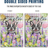 Happy Easter Dog Garden Flag Boston Terrier Spring Flags Buffalo Plaid Bunny Eggs Yard Flag for Outside 12x18 Double Sided Small Decorative Floral Outdoor Flag