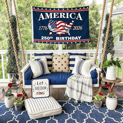 250 Anniversary USA Flag 3x5 Ft 2 Sided 3 Layers 250th Anniversary Flag We The People 1776-2026 250 Years Birthday Patriotic Decor for Outdoor Front Door Porch Wall (A)