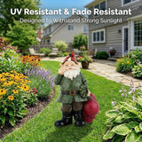 Topadorn Gnomes Figurine Resin Sculpture Garden Gnome Drag a Brunch of Radishes Statue with a Ladybug for Indoor Outdoor Decor, Radish Harvest 10 Inch, Weatherproof Garden Gnome Yard Statue Decor