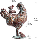 Metal Mother Hen and Chicks Statue for Yard and Garden,13.5" Lx18 H Outdoor Sculptures & Statues, Antique Metal Chicken Yard Art for Home Backyard Patio,Gift for Mom Grandma and Chicken Lovers