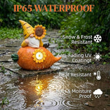 Garden Gnomes Outdoor, Solar Sunflower Gnome Garden Statue & Fairy Garden Accessories, Funny Garden Gnome Yard Ornaments & Lawn Statues, Resin Decor Gnomes Gifts for Women Mom