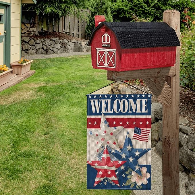 4th of July Garden Flag Seasonal Double Sided 12 x 18 Inch Small Yard Flag for Indoor Outdoor Decor Holiday All Seasons
