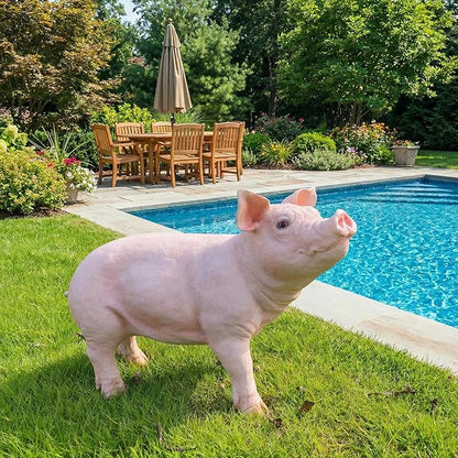 HOUDE Cute Pig Statues, 20.08 inches Long, decorates Outdoor Art Gardens, courtyards, lawns, and Indoor Public Spaces Such as Living Rooms and Balconies. (Pink)