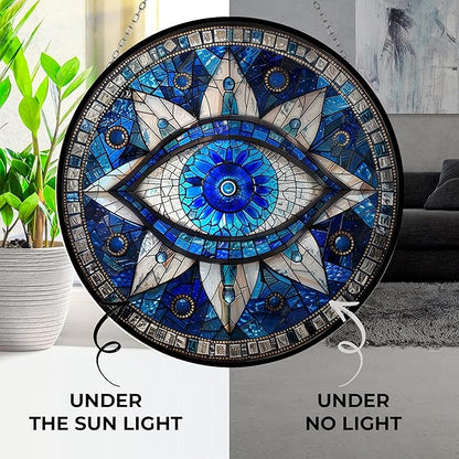 Evil Eye Stained Glass Window Hanging Sun Catcher Halloween Haning Ornament Decoration Christmas Birthday Gifts for Lover, Friends