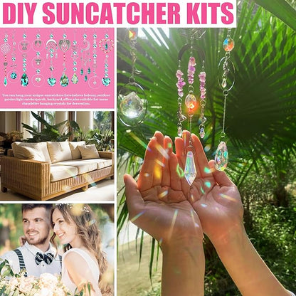 WASTROYAL 10 Sets DIY Suncatcher Kits 500PCS Sun Catchers Craft Kits Heart Suncatcher Ornaments DIY Sun Catchers Kit for Adults Home Wedding Garden Decor Favors Gift for Lover (Love Shape)
