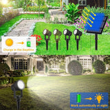 T-SUNUS Christmas Solar Garden Spotlight White Outdoor, 4-in-1 Spot Lights 6000K IP65 Waterproof 9.8ft Cable 5W Separated Panel, Auto On/Off Spotlights for Tree Yard Driveway Pathway Pond Halloween