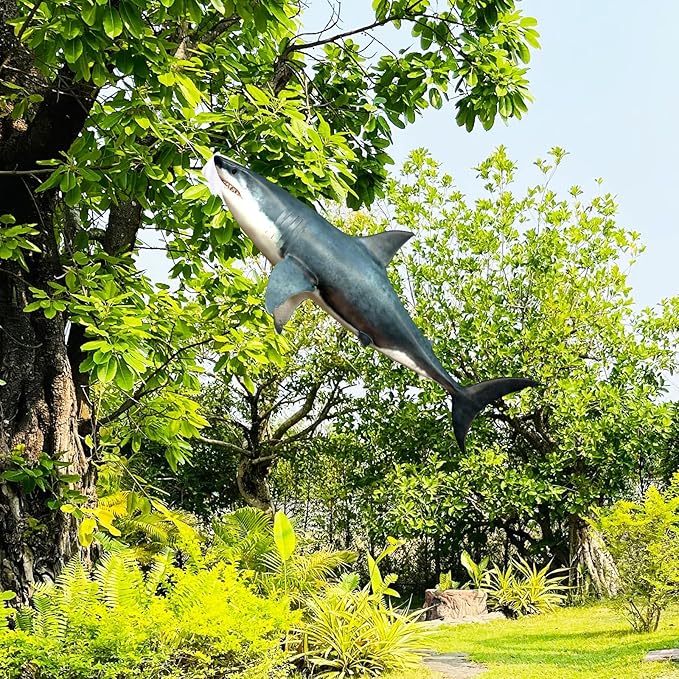 Flutesan Blue-gray 49 Inch Shark Wind Sock Heavy Duty Fish Windsock Outdoor Decor Fish Flag Hanging Decor for Outside Garden Boat Gone Fishing Party Beach Party Decoration