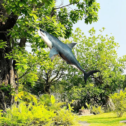 Flutesan Blue-gray 49 Inch Shark Wind Sock Heavy Duty Fish Windsock Outdoor Decor Fish Flag Hanging Decor for Outside Garden Boat Gone Fishing Party Beach Party Decoration