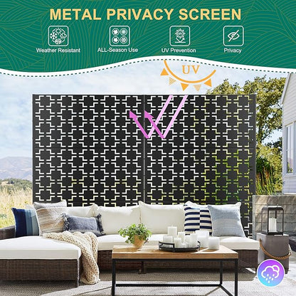 72" H×47" W Metal Privacy Screen Outdoor Privacy Screen Freestanding, Outdoor Privacy Screens and Panels for Patio Lawn Deck(Consists of 3 Panels)