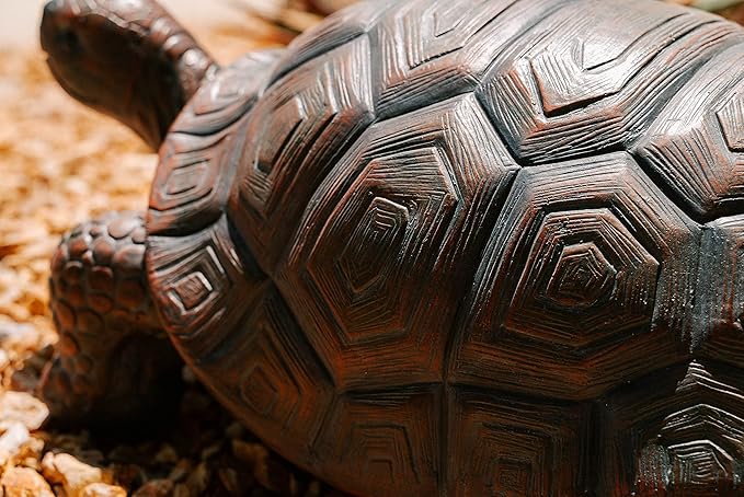 XBrand 21.3" L Brown and Black Concrete/MgO Walking Turtle Statue, Indoor or Outdoor Décor, Garden Décor, Turtle Statuary