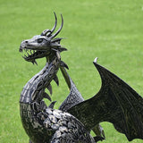 Zaer Ltd. 4.5ft Tall Large Metal Dragon Statue Decoration (for Outdoor or Indoor use) (Tail Looping Upward)