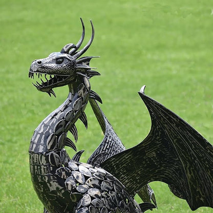 Zaer Ltd. 4.5ft Tall Large Metal Dragon Statue Decoration (for Outdoor or Indoor use) (Tail Looping Upward)