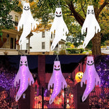 Geefuun 3PCS Purple Halloween Fierce Ghost Windsocks Hanging Decorations - 43 Inch Flag Wind Socks for Home Yard Outdoor Decor Party Supplies (Batteries Not Included,No Timer)