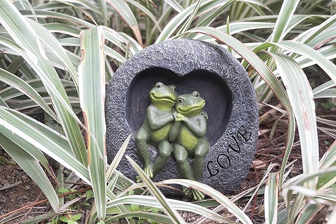 Garden Sulpture Frog Lover Statue Cute Frog Decor for Outside, Gift of Garden Statues and Figurines Outdoors,7.09 Inch