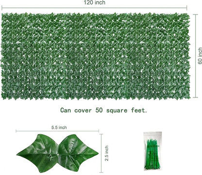 Bybeton Artificial Ivy Privacy Fence Screen - 60" X 120" UV-Anti Fake Leaves Vines - Patio Balcony Privacy, Garden, Backyard Greenery Wall Decor