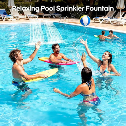 Pool Fountain for Inground Pools, Pool Sprinkler Fountain Upgraded Hydro-Powered Glow Adjustable Spray, Pool Waterfall Fountain Pool Accessories、Cooling & Relaxation