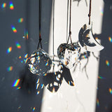 H&D HYALINE & DORA Clear Suncatcher Crystal Prism Ball Heart Moon Window Decor Ornament,Hanging Crystals Prisms for Car Garden,Pack of 3