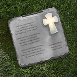 Let's Make Memories Personalized Memorial Garden Stone - Engraved Sympathy Garden Marker - Condolences - Solar Cross