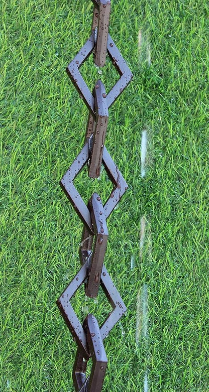 Diamond Links Rain Chain (Bronze Powder-Coat) with Installation Kit (12 Feet)