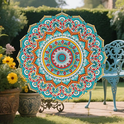 Mandala Gifts for Mom, Moms Wind Spinners, Mother's Day Best Gift for Mom, Mother Birthday Gift from Daughter Son, Love Reminder Gifts for Mother's Day, Garden Decor Gifts for Outside, Patio, 12in