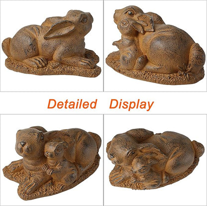 Rabbit Garden Outdoor Statue Resin Easter Bunny Statues for Home, Living Room Decoration, Garden Decor,Brown