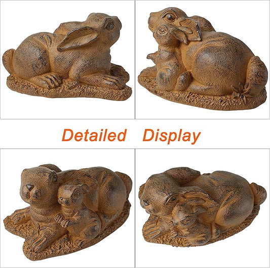 Rabbit Garden Outdoor Statue Resin Easter Bunny Statues for Home, Living Room Decoration, Garden Decor,Brown