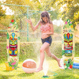 Queekay 2 Pcs Tiki Yard Sign Luau Hawaiian Tropical Party Decoration Outdoor Tiki Sign with Stakes for Summer (Skateboarding Style)