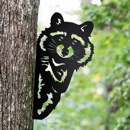 Cute Raccoon Tree Peek-A-Boo Garden Statue - Raccoon Hanging Garden Stake Outdoor Tree Decor for Patio - Funny Raccoon Gifts for Nature Lovers,Rustic Garden Gifts for Christmas, Birthday, Mother’s Day